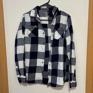 Arizona White & Dark Blue Plaid Flannel Long Sleeve Shirt (Size X-Large) 18/20